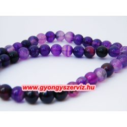 Achát gyöngy. 8mm. Sötétlila.  1 szál.