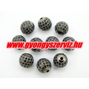 Kiárusítás!  kristályos köztes gyöngy. 10mm. Fekete szín, fekete kristállyal.