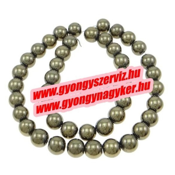 1 szál hematit ásványgyöngy. 10mm. " Pirit."