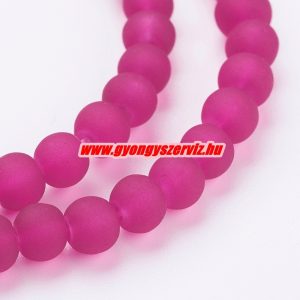 1 szál. Matt üveggyöngy. 6, 8, 10mm. Sötét pink. 