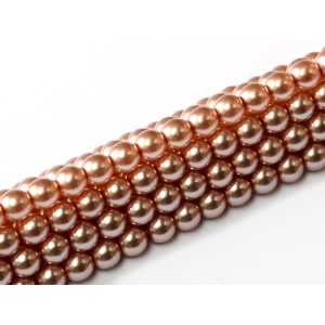 Cseh tekla üveggyöngy. 6mm. Rózsaarany. 100db/szál.