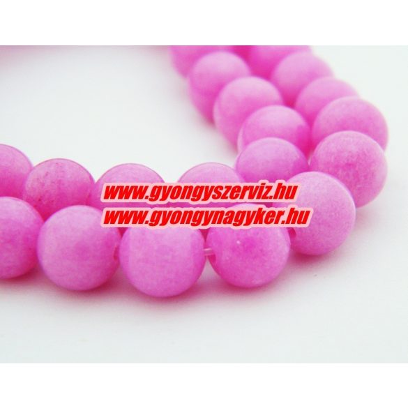 Jade ásványgyöngy. 8mm. Pink.  1 szál. (kb. 40cm)