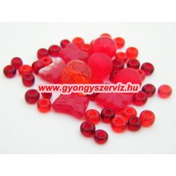 Cseh gyöngy. Vegyes. Piros. Mix.  50g.