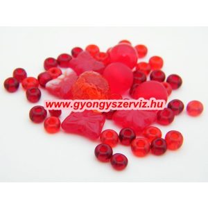 Cseh gyöngy. Vegyes. Piros. Mix.  50g.