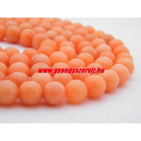 Csiszolt jade ásványgyöngy. 8mm. Teli narancs. 1 szál. (kb. 40cm)
