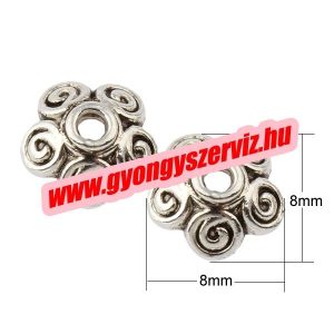 Gyöngykupak. 8x8x3mm. Antik ezüst szín.  100db.