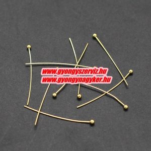 Gömbfejű szerelőpálca. 0.6x25mm. Arany szín. 100db.