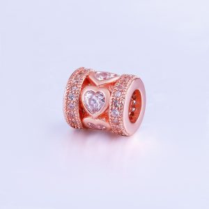 Cirkon kristályos köztes gyöngy. 9x8mm. Rózsaarany szín.