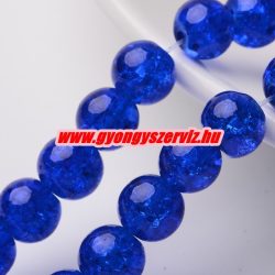 1 szál.  Roppantott üveggyöngy. 6mm, 8mm. Sötétkék. 