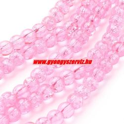 1 szál.  Roppantott üveggyöngy. 6mm, 8mm. Rózsaszín. 