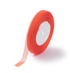 Leárazva !  Organza szalag. 10mm. Korall. 45.5m/tekercs.
