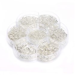   Nyitott szererő karika. 3 -10mm. 1450db + ajándék tároló doboz. Ezüst szín.