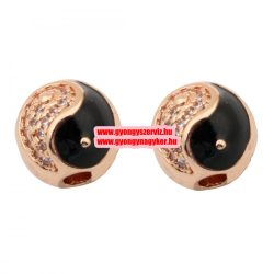   Cirkon kristályos köztes gyöngy. Yin-yang. 8mm. Rózsaarany szín.