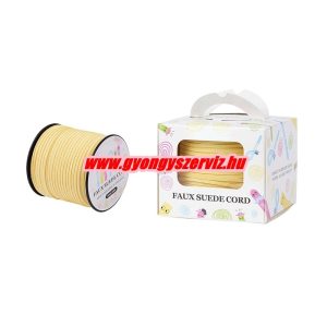 Velúr zsinór. 3x1.4mm. Világos pezsgősárga. 90m/db.