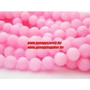 Jade ásványgyöngy. 10mm. Pink. 1 szál, kb. 40cm.