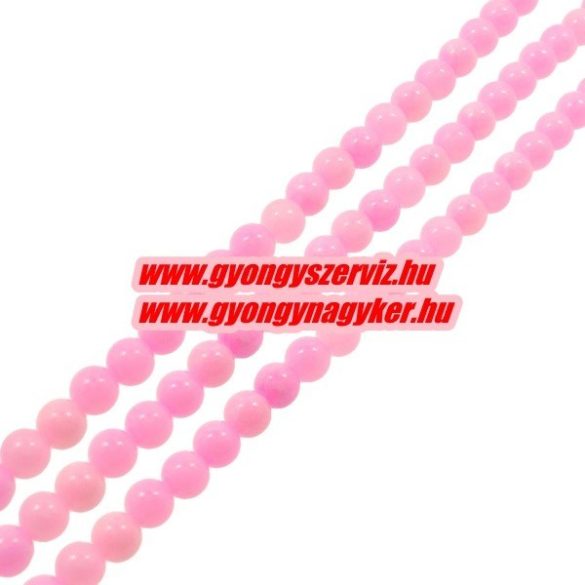 Jade ásványgyöngy. 10mm. Pink. 1 szál, kb. 40cm.