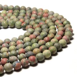 Matt unakit ásványgyöngy . 8mm.1 szál, kb. 40cm.