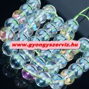 Aura kvarc, aura kristály. 6mm. Szívárvány.