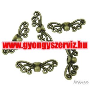100db. Angyalszárny. 22x7x4.5mm. Antik bronz szín.  Fémgyöngy, köztes gyöngy. 