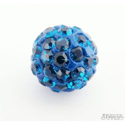 Shamballa gyöngy. 10 mm. Kobalt.   10db.
