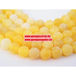   Matt, repesztett achát ásványgyöngy. 8mm. Sárga.  1 szál (40cm).