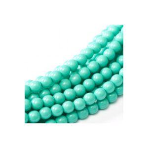 Cseh tekla üveggyöngy. 6mm. Türkiz pasztell. 100db/szál.