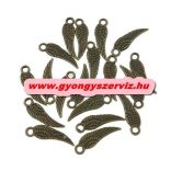 Fém medál, fityegő. Angyal szárny. 5x17 mm. Antik bronz szín. 100db.