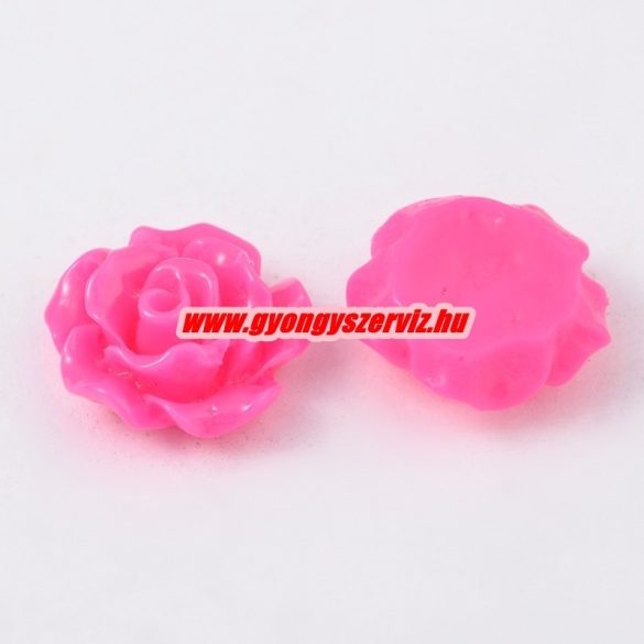 Fűzhető gyanta virág kaboson. 9x7mm. Pink. 10db.