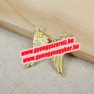 Angyalszárny medál. Arany szín. 29x11x2mm. 10db.
