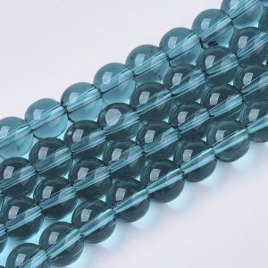 1 szál. Üveggyöngy. 8mm. Sötét türkizzöld.