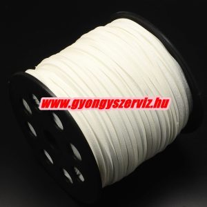 Leárazás! Velúr zsinór. 2.7x1.4mm. Fehér.  90m/db.