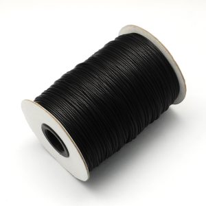  Viaszolt poliészter zsinór. 1.5mm. Fekete. 160m/db.
