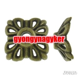   Gyöngykupak. Fém gyöngy. 11.5x11.5x4.5mm. Antik bronz szín.    100db.