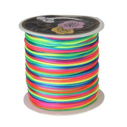   Shamballa fonal. Poliészter fonal. 1.5 mm.   Szívárvány.72m/db