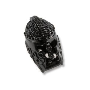 Kiárusítás! Cirkon spártai sisak, köztes gyöngy. Fekete szín.