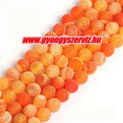   Matt, repesztett achát ásványgyöngy. 6mm. Narancs. 1 szál (40cm).