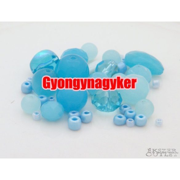 Vegyes gyöngy válogatás. Üveg, ásvány gyöngy mix. 50g/csomag. 4  szín! 