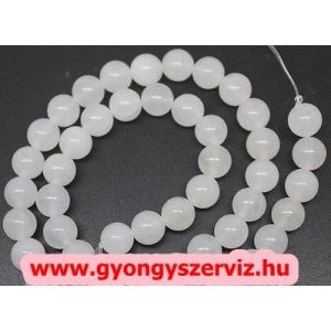 Jade ásványgyöngy. 8mm. Fehér. 1 szál, kb. 40cm.
