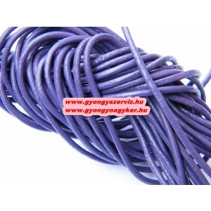 Hengeres bőr szál, bőr zsinór. 2mm. 1m. Lila. 10db/csomag.