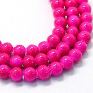 Jade ásványgyöngy. 8mm. Neon pink. 1 szál.