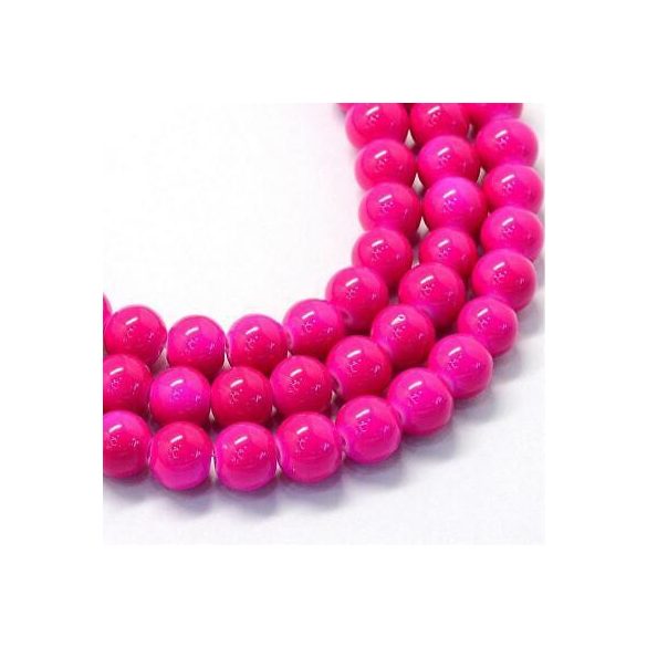 Jade ásványgyöngy. 8mm. Neon pink. 1 szál.