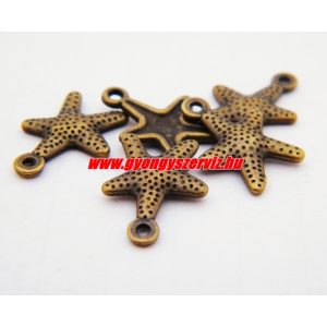 Fém medál, fityegő. Tengeri csillag. 17x12mm. Antik bronz szín. 10db.