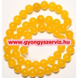 Jade ásványgyöngy. 10mm. Sárga. 1 szál, kb. 40cm.