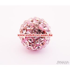 Shamballa gyöngy. Kristály gyöngy. 12mm. Rózsaszín.  10db.