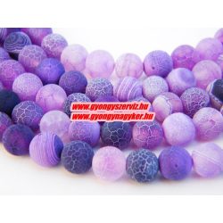   Matt, repesztett achát ásványgyöngy. 8mm. Lila.  1 szál (40cm).