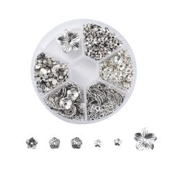   540 darabos gyöngykupak szett. Mix. Antik ezüst szín, ajándék dobozban.