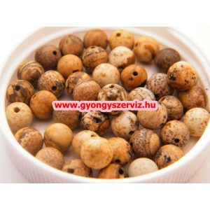 Képjáspis ásványgyöngy, féldrágakő gyöngy. 8mm. 1 szál, kb. 40cm.