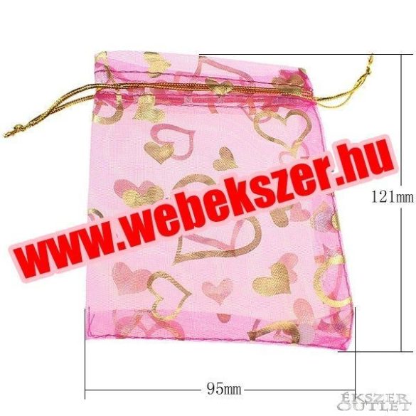 Organza tasak 9.5x12.1cm. Rózsaszín. 10db/csomag