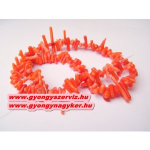 Korall gyöngy. 1 szál. Világos piros. 1 szál, kb. 40cm.