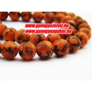 Festett kvarc ásványgyöngy. 8mm. Barna. 1 szál, kb. 40cm.